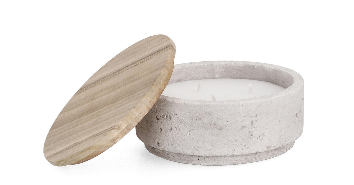 Set di 4 Candele con Coperchio in Cemento e Legno 520g - CHRISTINA
