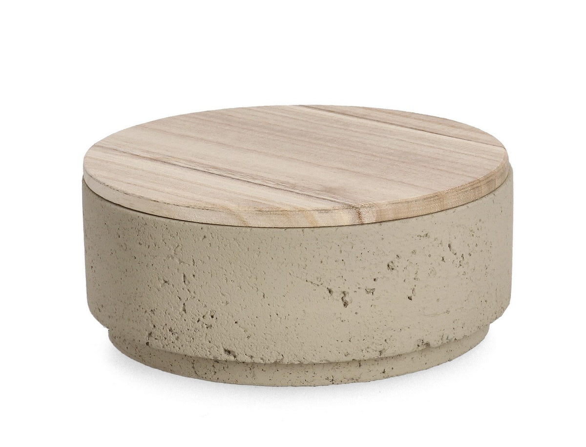 Set di 4 Candele in Cemento con Coperchio in Legno 520g - CHRISTINA