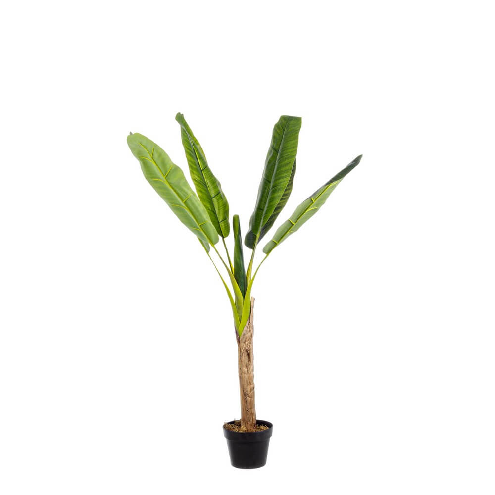 Set di 2 Piante Artificiali Banano con Vaso 7 Foglie H113 cm - ZENITALE