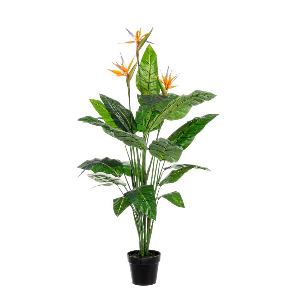Set di 2 Piante Artificiali Strelitzia con Vaso 25 Foglie H150cm - RIFLETTORE