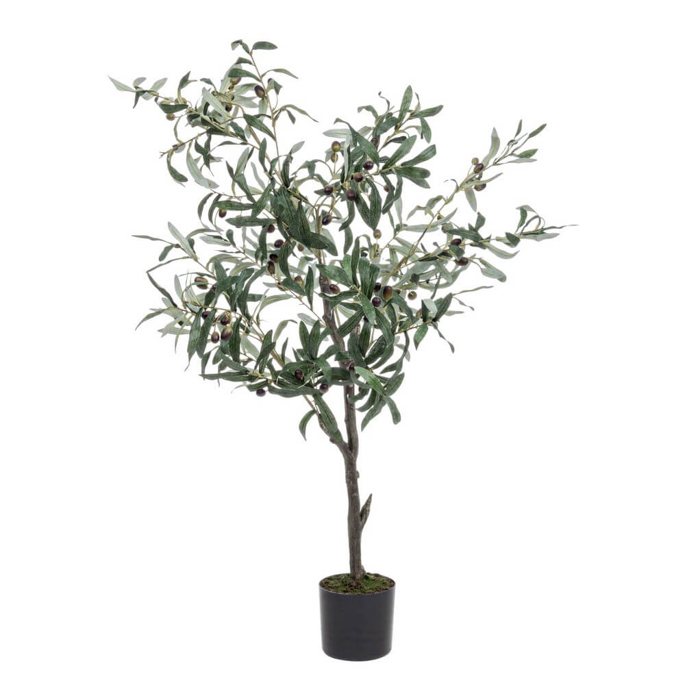 Set di 2 Piante di Ulivo Artificiali con Vaso 492 Foglie H120 cm - ESSENZIALE