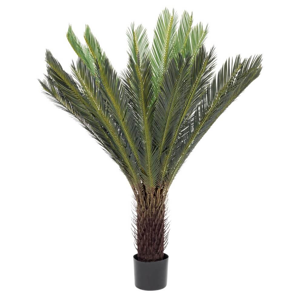 Palma Cycas Artificiale con Vaso 28 Foglie Altezza 120 cm - EDEN