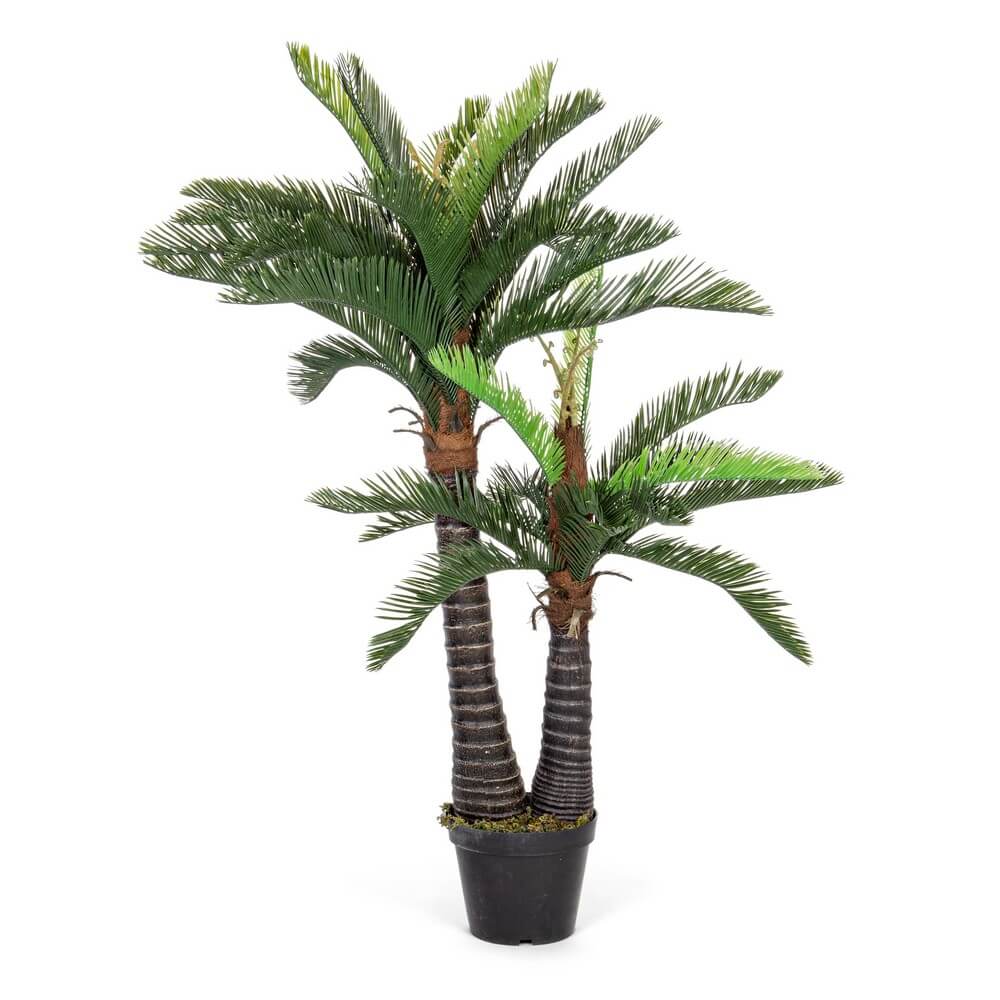 Set di 2 Palme Artificiali con Vaso 36 Foglie 2 Tronchi H150 cm - EDEN