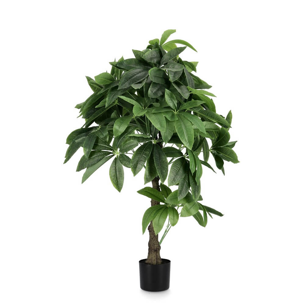 Set di 2 Piante Artificiali Pachira con Vaso Foglie in Tessuto 120 cm - TRANQUILO