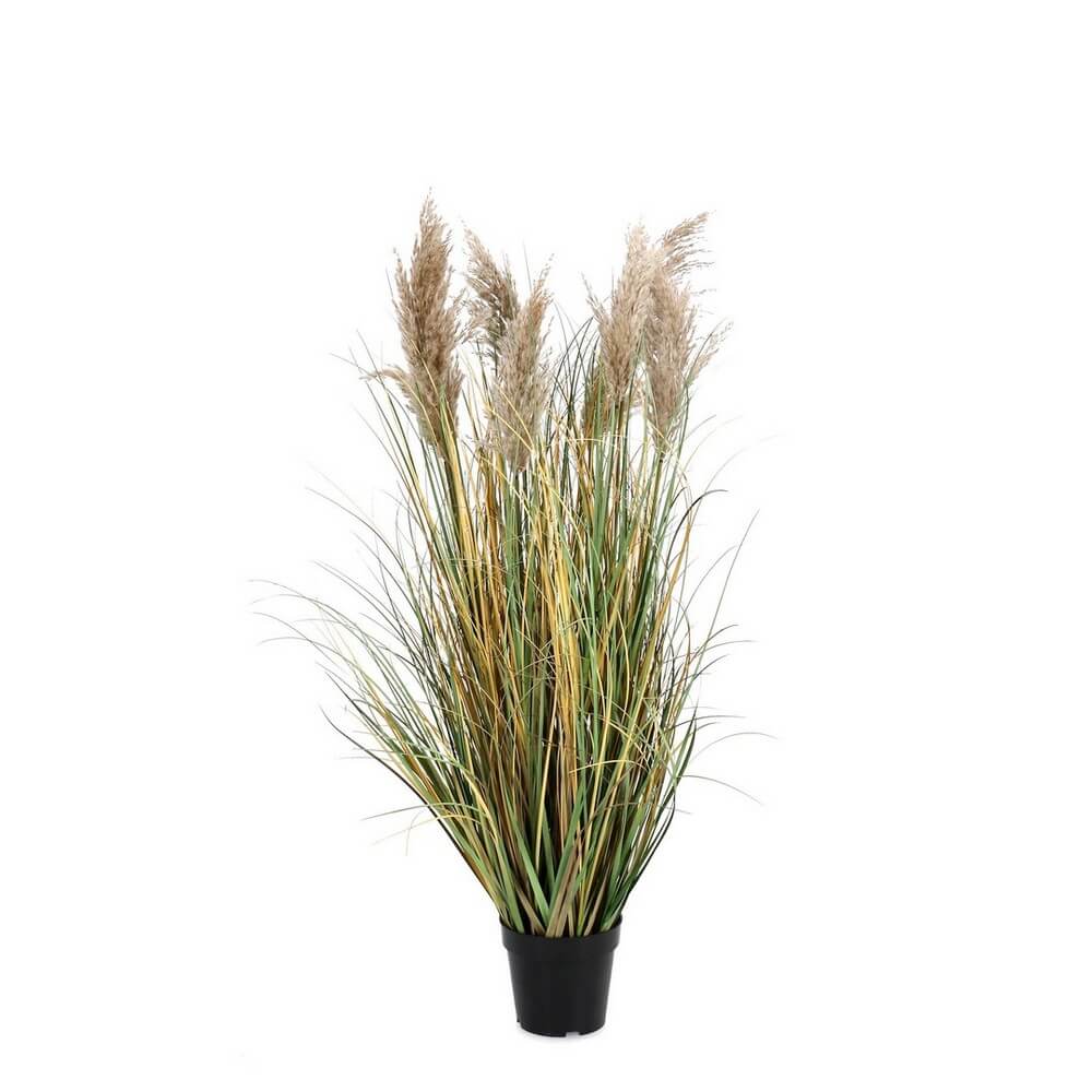 Set di 2 Piante Artificiali Erba della Pampa con Vaso Altezza 120 cm - GYNERIUM