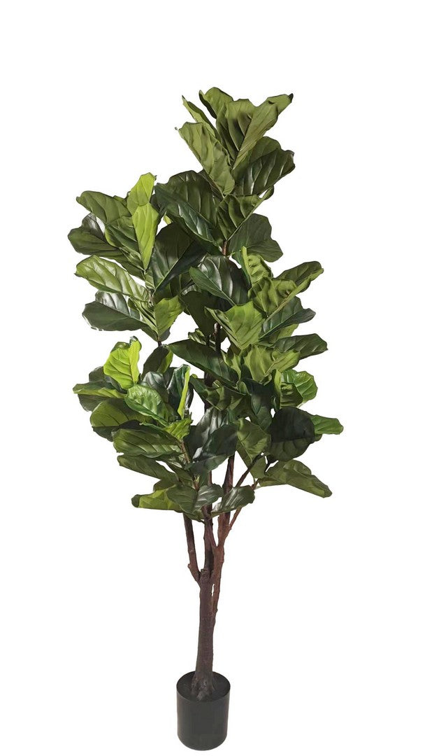 Set di 2 Ficus Lyrata Artificiale con Vaso 102 Foglie H220 cm - FICUS