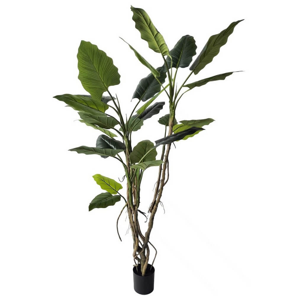 Set di 2 Piante Artificiali Alocasia con Vaso 26 Foglie H200 - ALOCASIA
