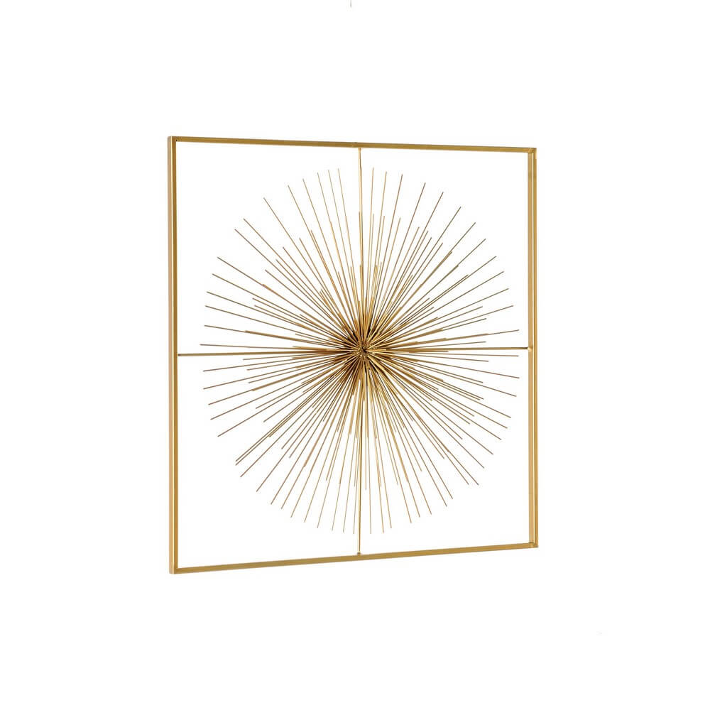 Set di 2 Decorazioni da Parete in Acciaio Dorato Starburst 51x51 - HERNANDEZ