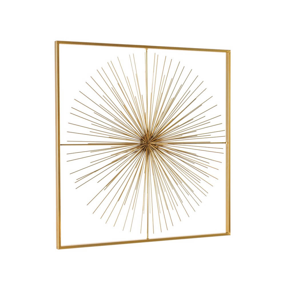 Decorazione da Parete in Acciaio Dorato con Motivo a Raggiera 70x70 - HERNANDEZ