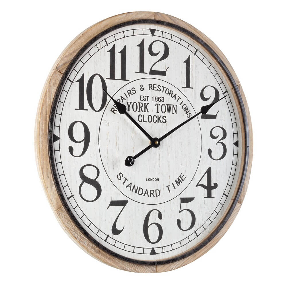 Orologio da Parete Rotondo Legno e Acciaio Stile Vintage 60cm - REGALITÀ