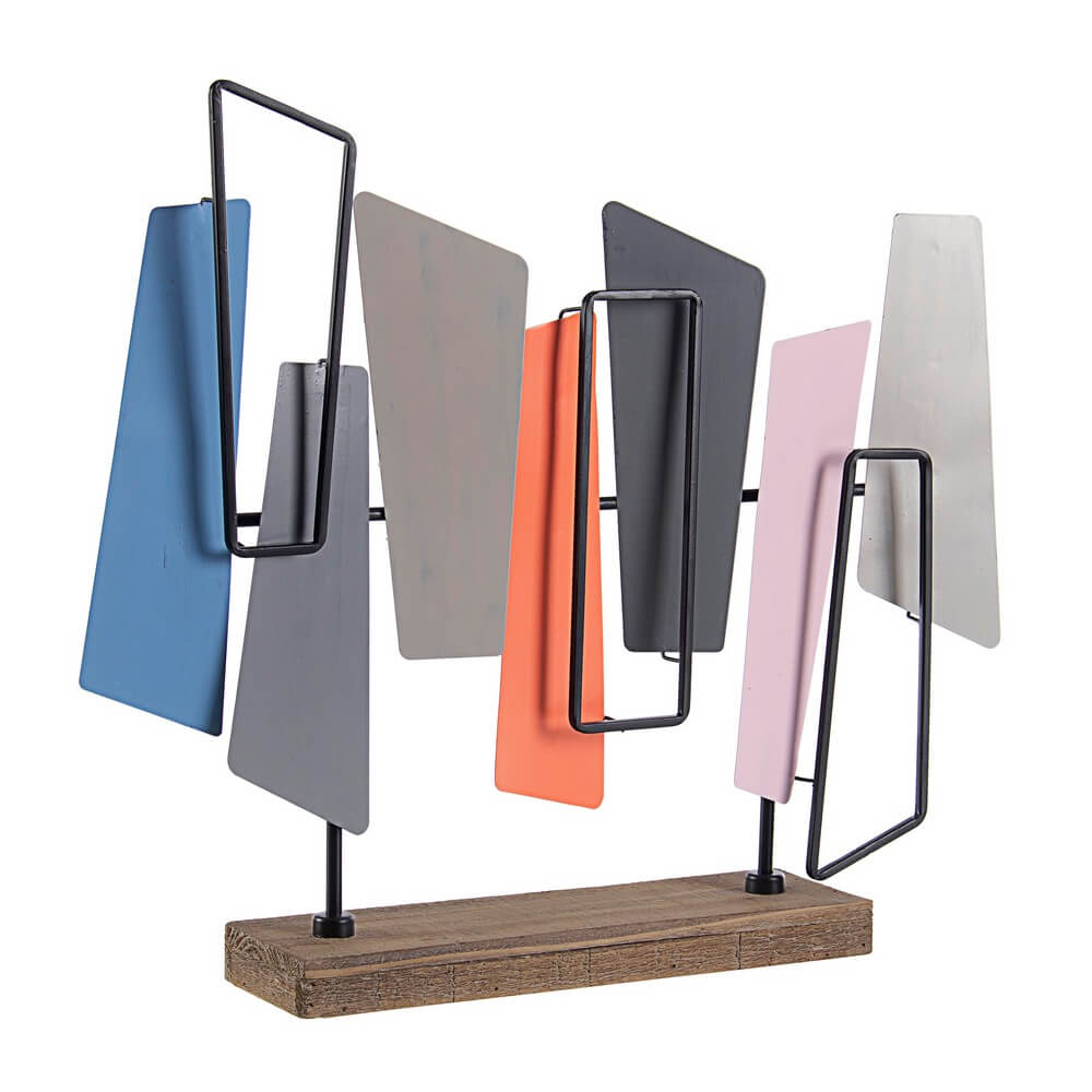 Set di 2 Soprammobili Decorativi in Acciaio Legno e MDF - YURI