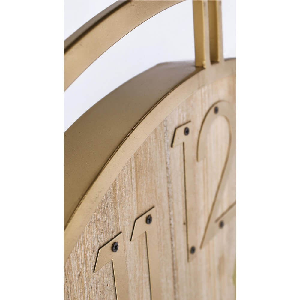 Orologio da Parete Rotondo in Acciaio Dorato e Legno 60cm - REGALITÀ