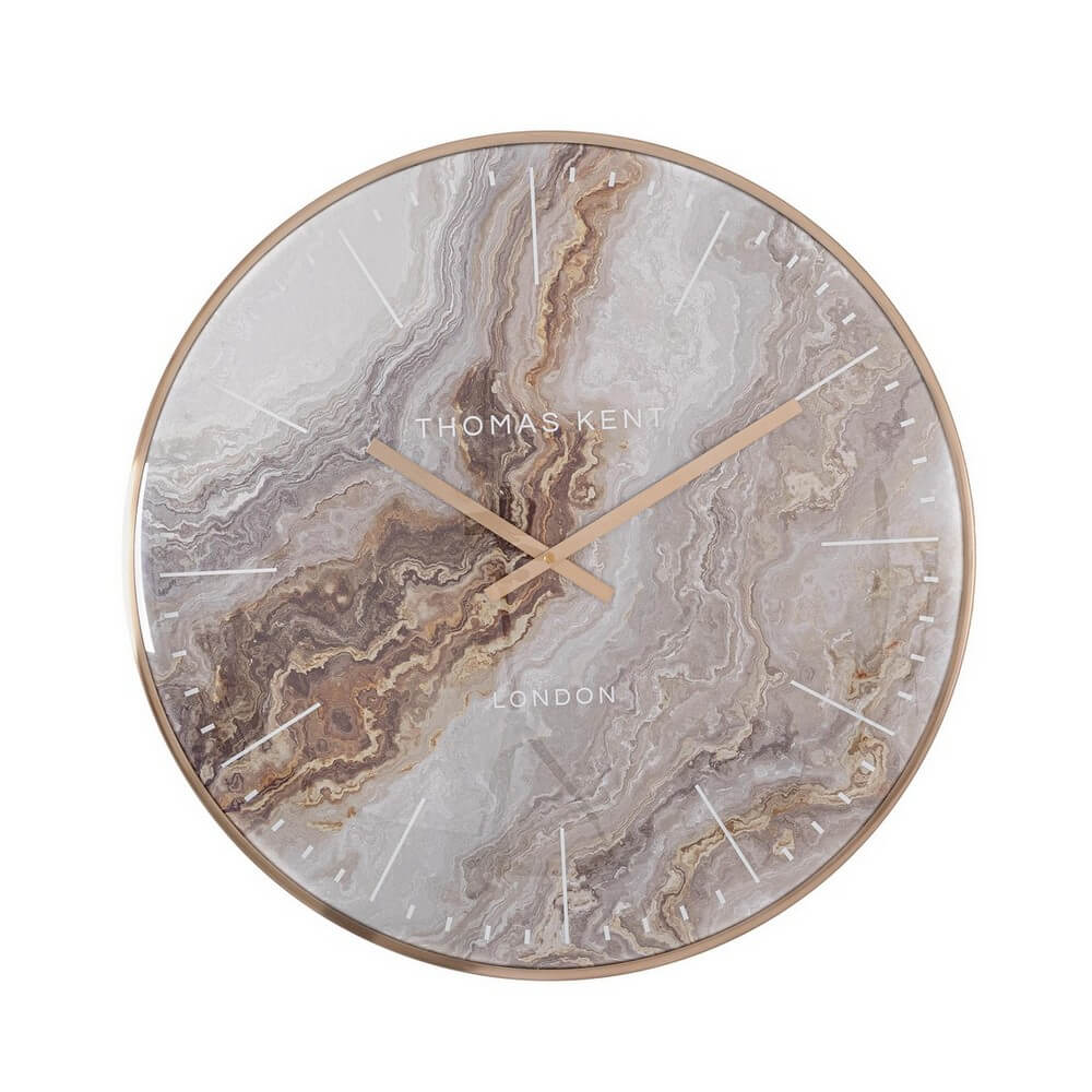 Orologio da Parete Rotondo Effetto Marmo con Cornice Oro 53cm - VEINING