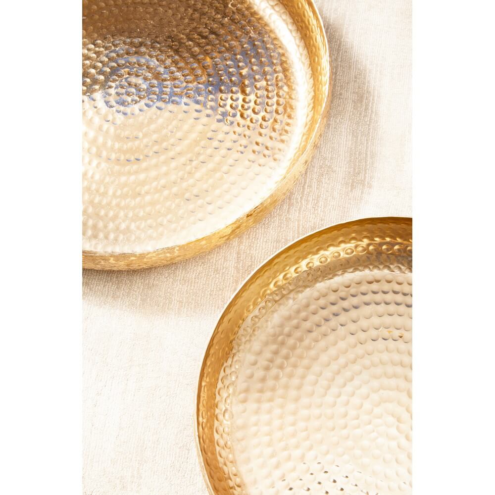 Set di 2 Vassoi Decorativi in Alluminio Martellato Dorato - ROMAN
