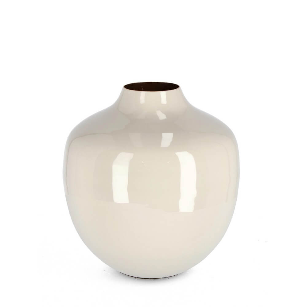 Vaso decorativo in metallo smaltato rotondo fatto a mano - CAMPBELL