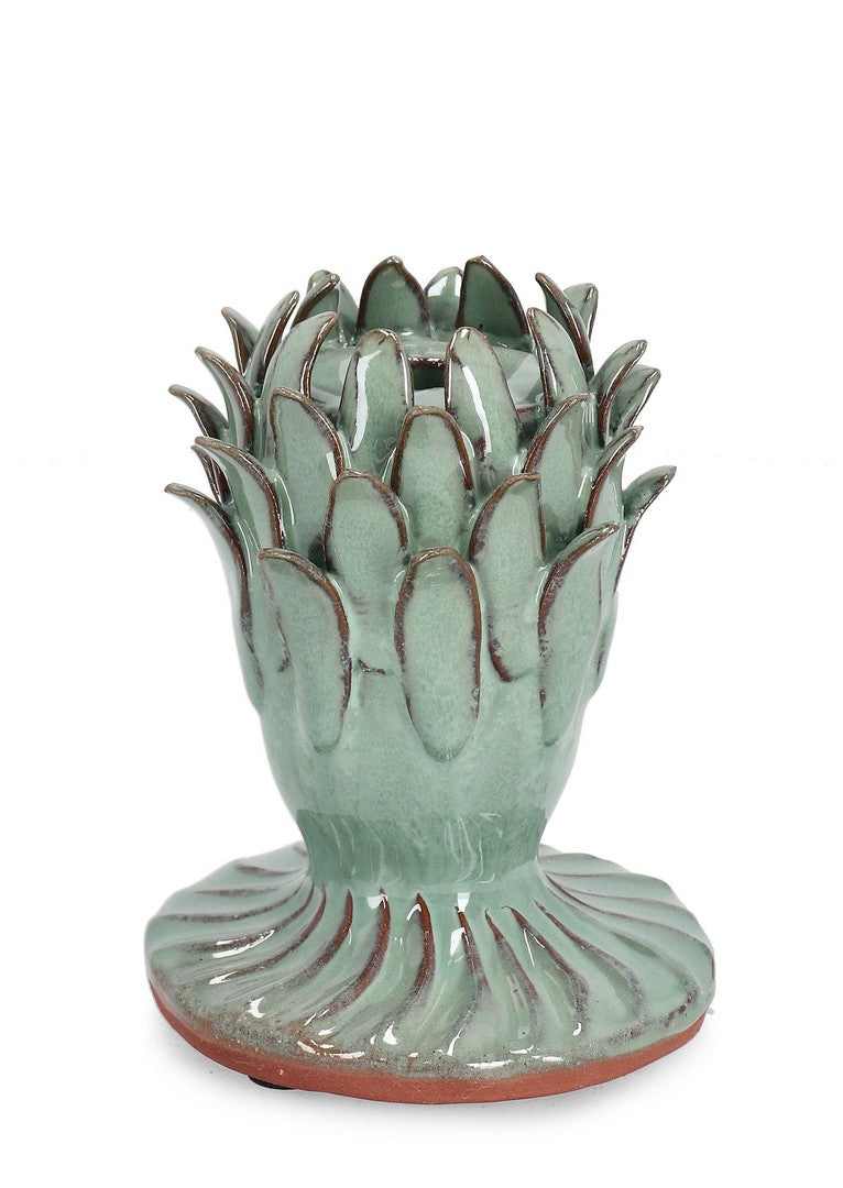Set di 4 Portacandela in Terracotta a Forma di Carciofo Verde - ESMA