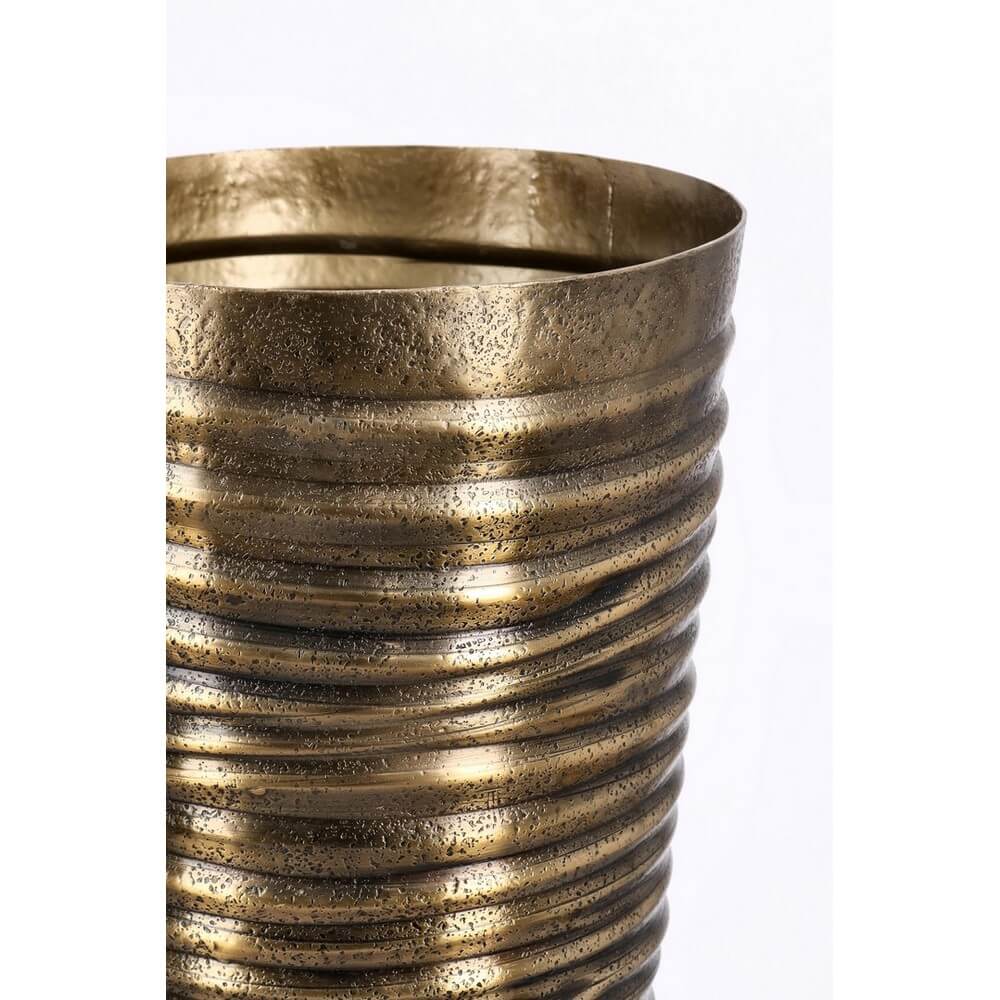 Porta Vaso Tondo in Alluminio Artigianale Finitura Oro H83 - NOIDA