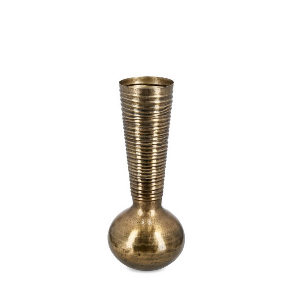 Porta Vaso Tondo in Alluminio Artigianale Finitura Oro H83 - NOIDA