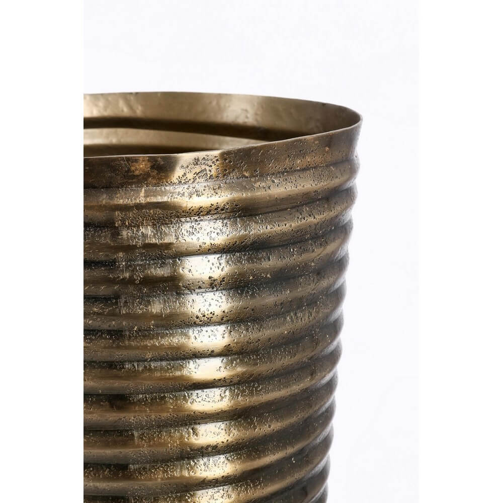 Porta Vaso Decorativo in Alluminio Martellato Dorato H105 - NOIDA