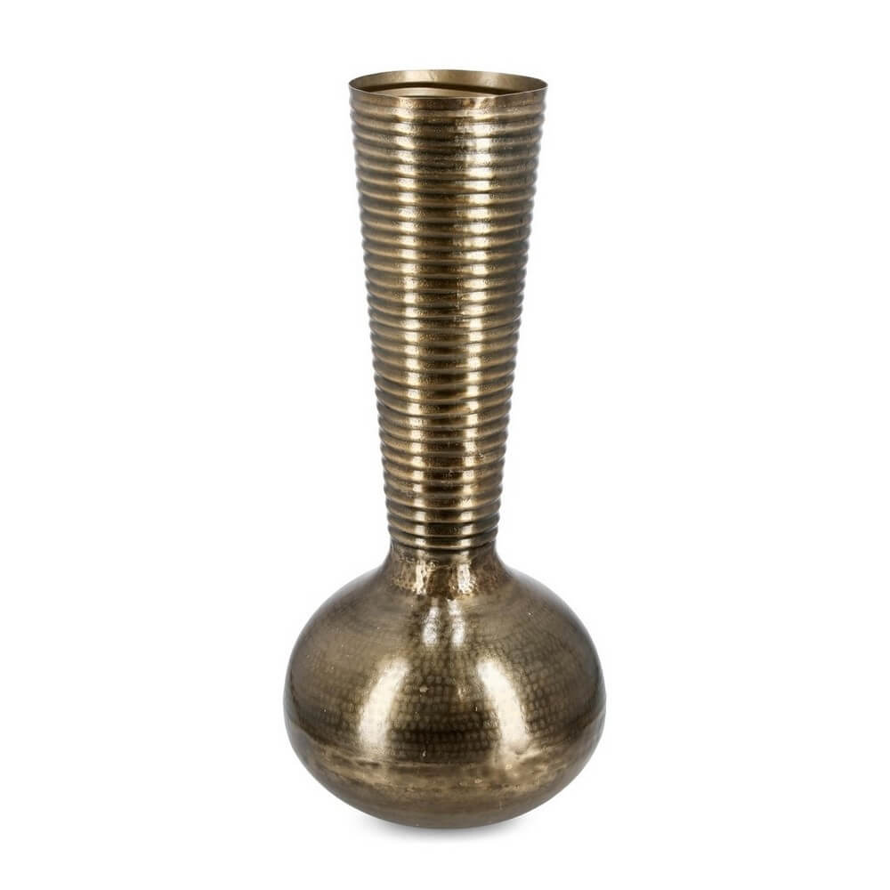 Porta Vaso Decorativo in Alluminio Martellato Dorato H105 - NOIDA