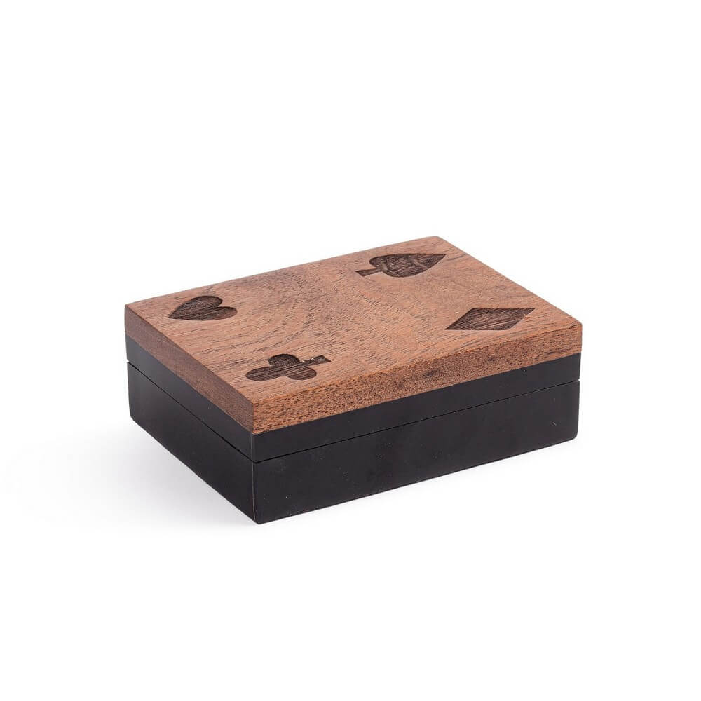 Scatola Decorativa in Legno di Acacia con Carte da Gioco 12x8,5 - CARTE