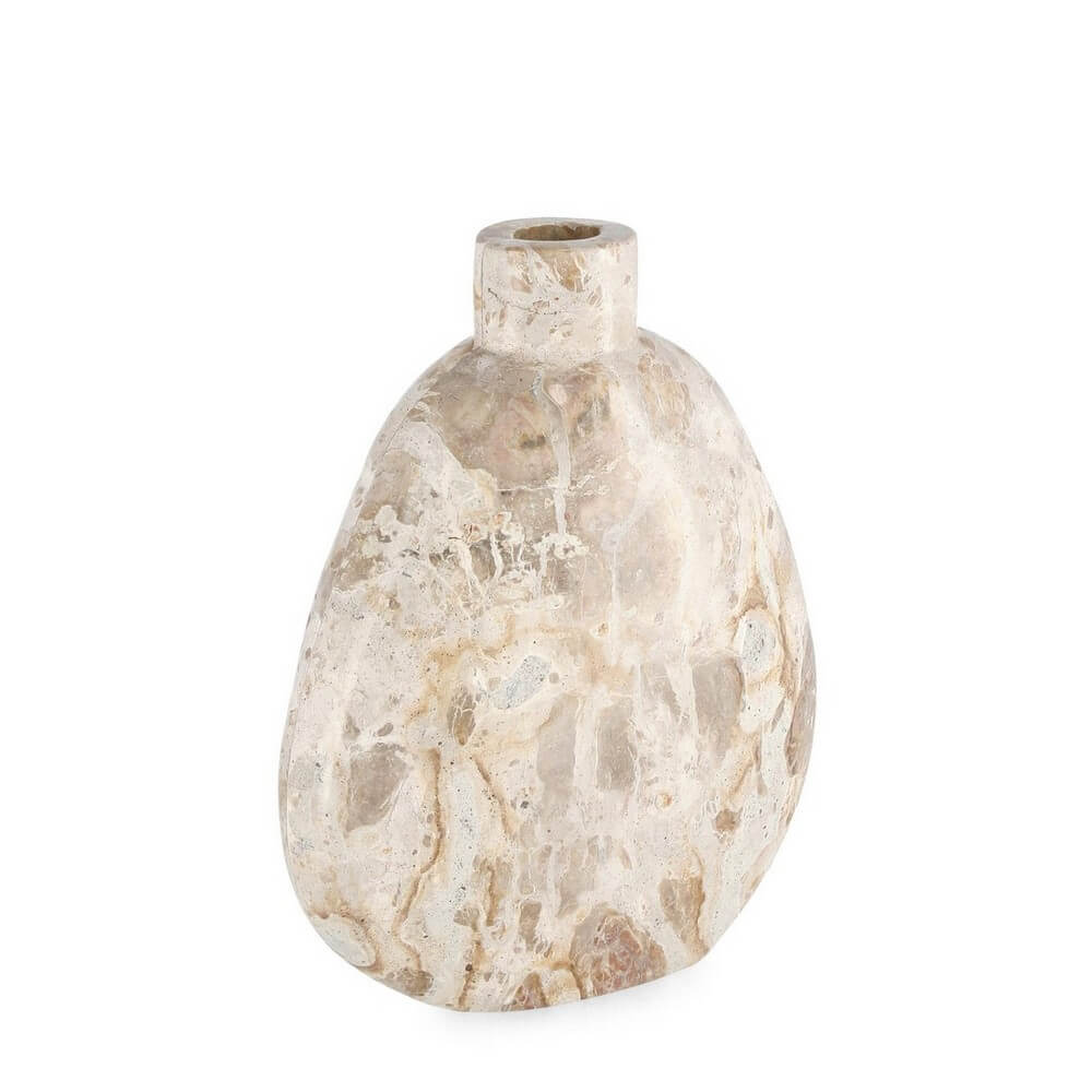 Porta Vaso Decorativo in Marmo Naturale Beige Forma Ovale - CRANE