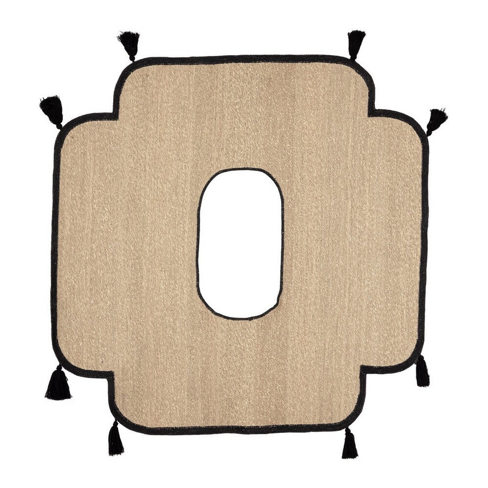 Tappeto in giacinto d'acqua naturale con nappine nere 134x138 cm - HUE
