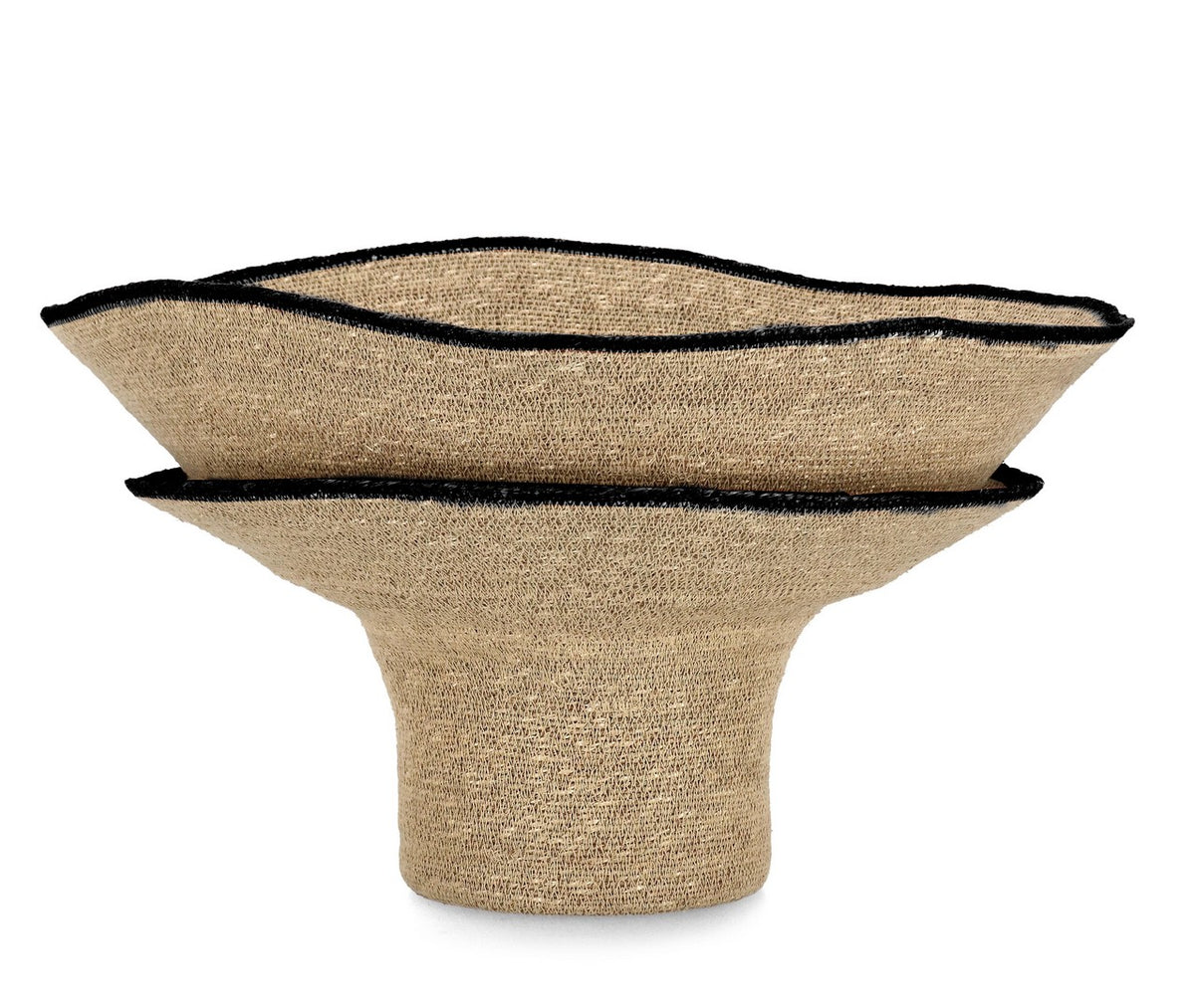Set di 2 Porta Vaso Decorativo in Giacinto d'Acqua Intrecciato Nero - LANH