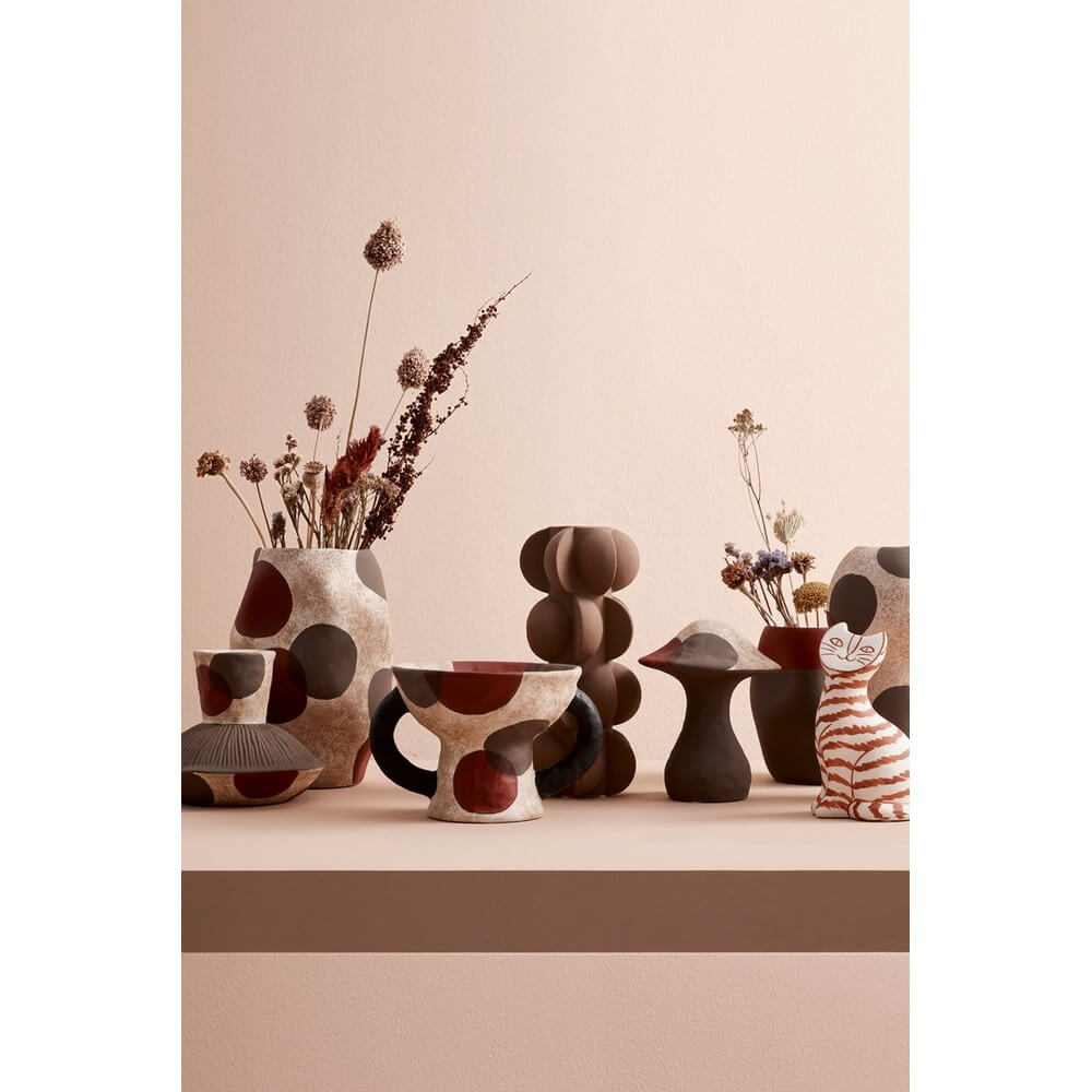 Statuetta Decorativa Gatto in Ceramica a Strisce Arancio 22 cm - GATTO