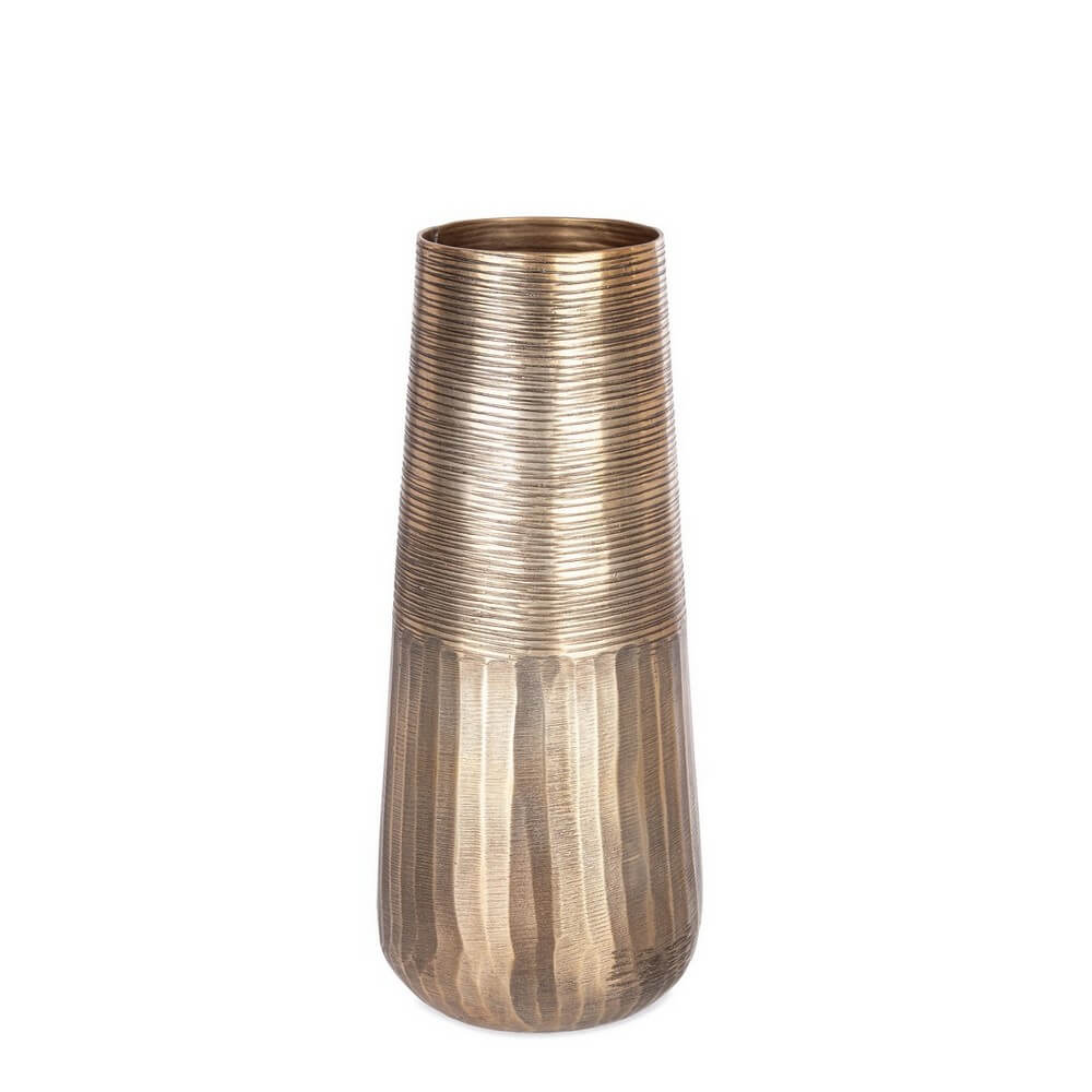 Porta Vaso in Alluminio Dorato Lavorato a Mano H34,5 cm - REEL