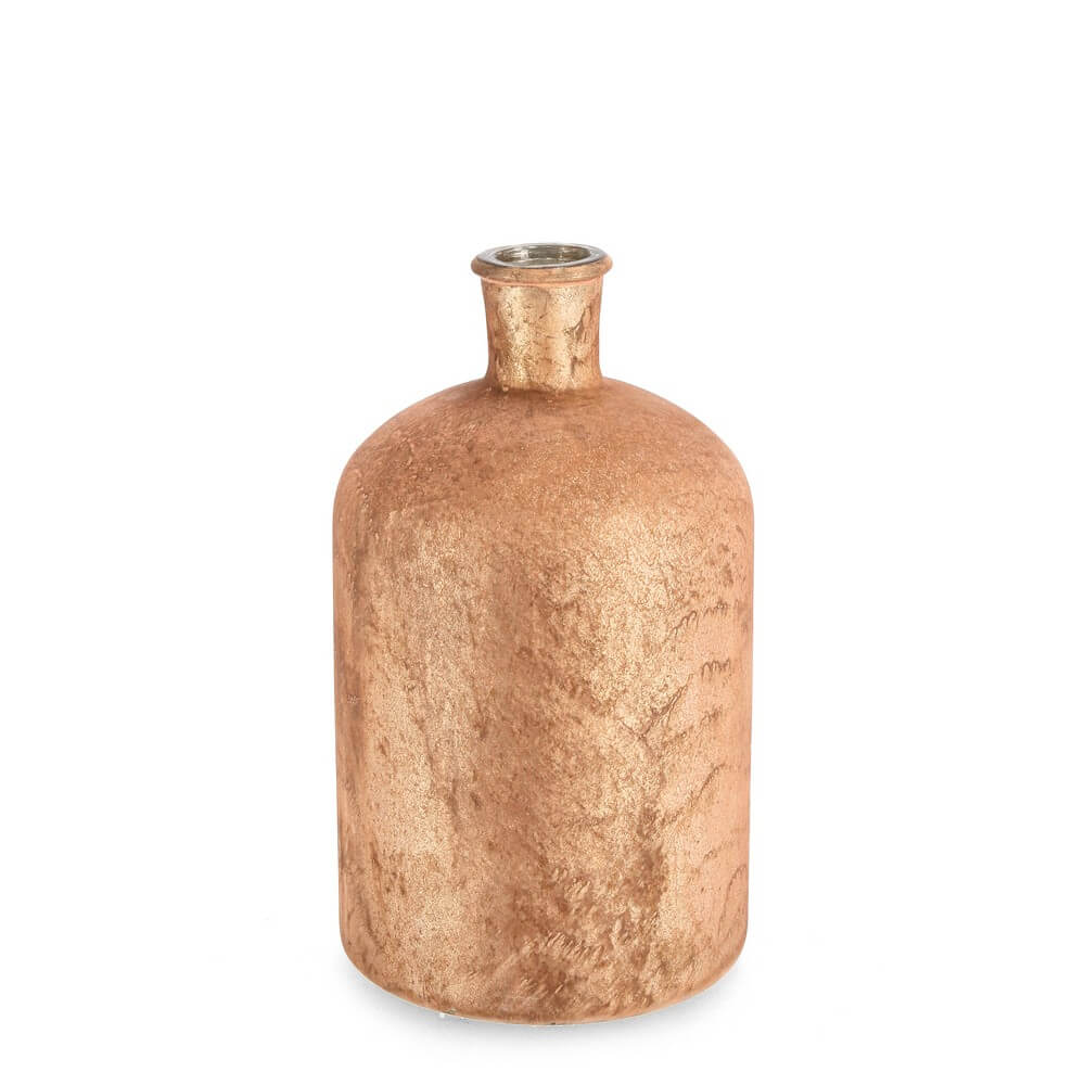 Bottiglia Decorativa in Vetro Artigianale Effetto Vintage Arancio - VASILI