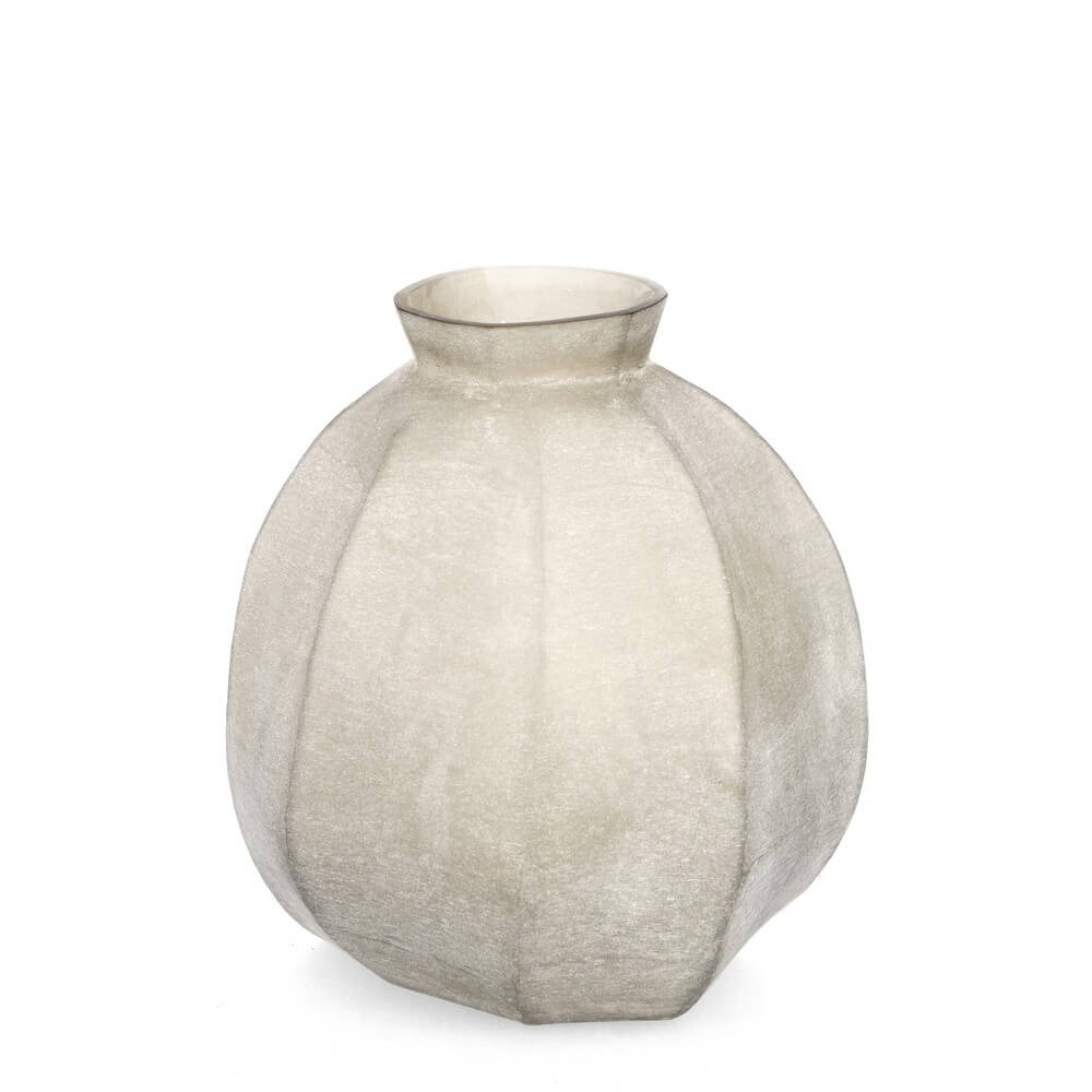 Vaso in vetro soffiato fatto a mano stile artigianale beige H37 - HASSAN