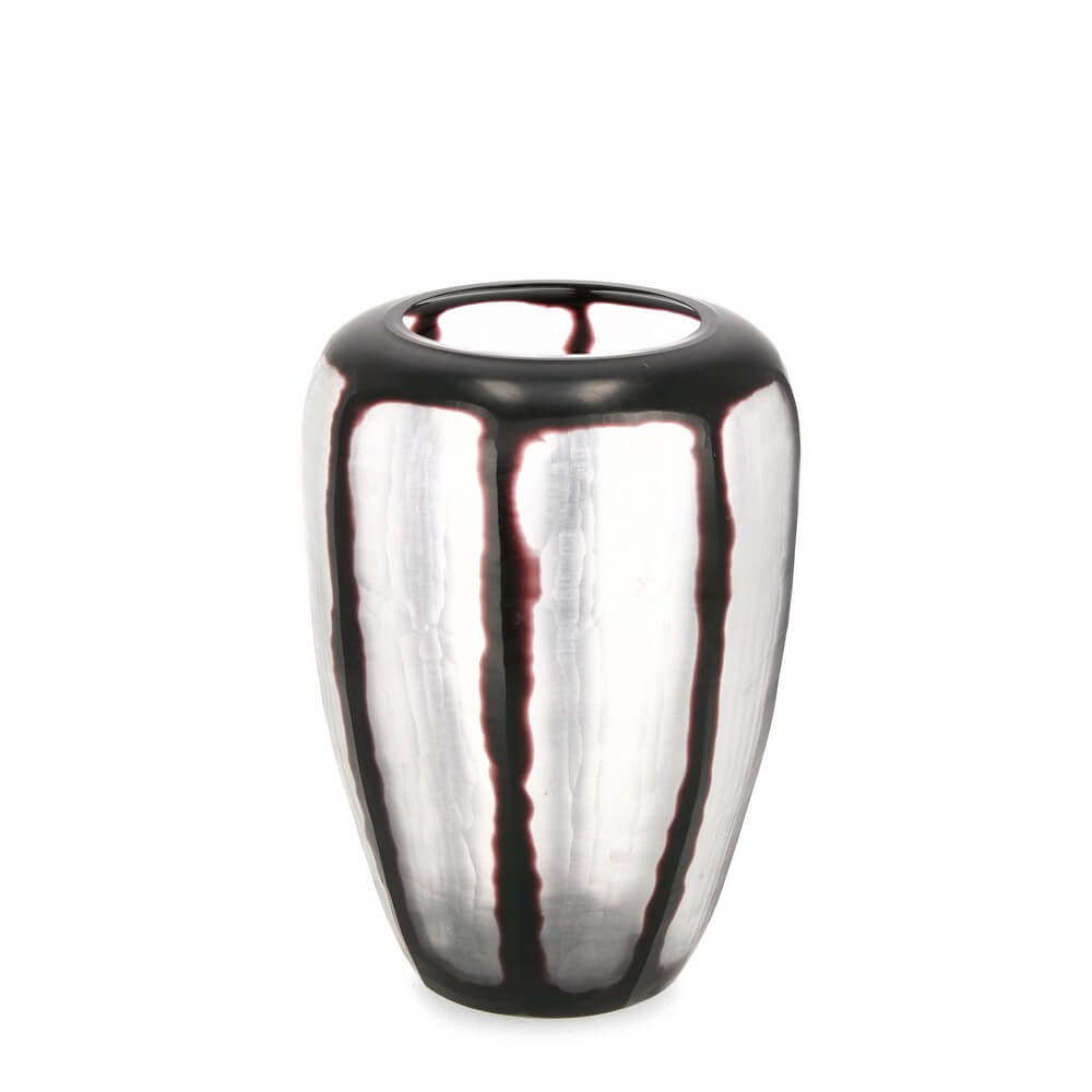 Vaso in Vetro Soffiato a Mano Trasparente e Nero H30 - HASSAN