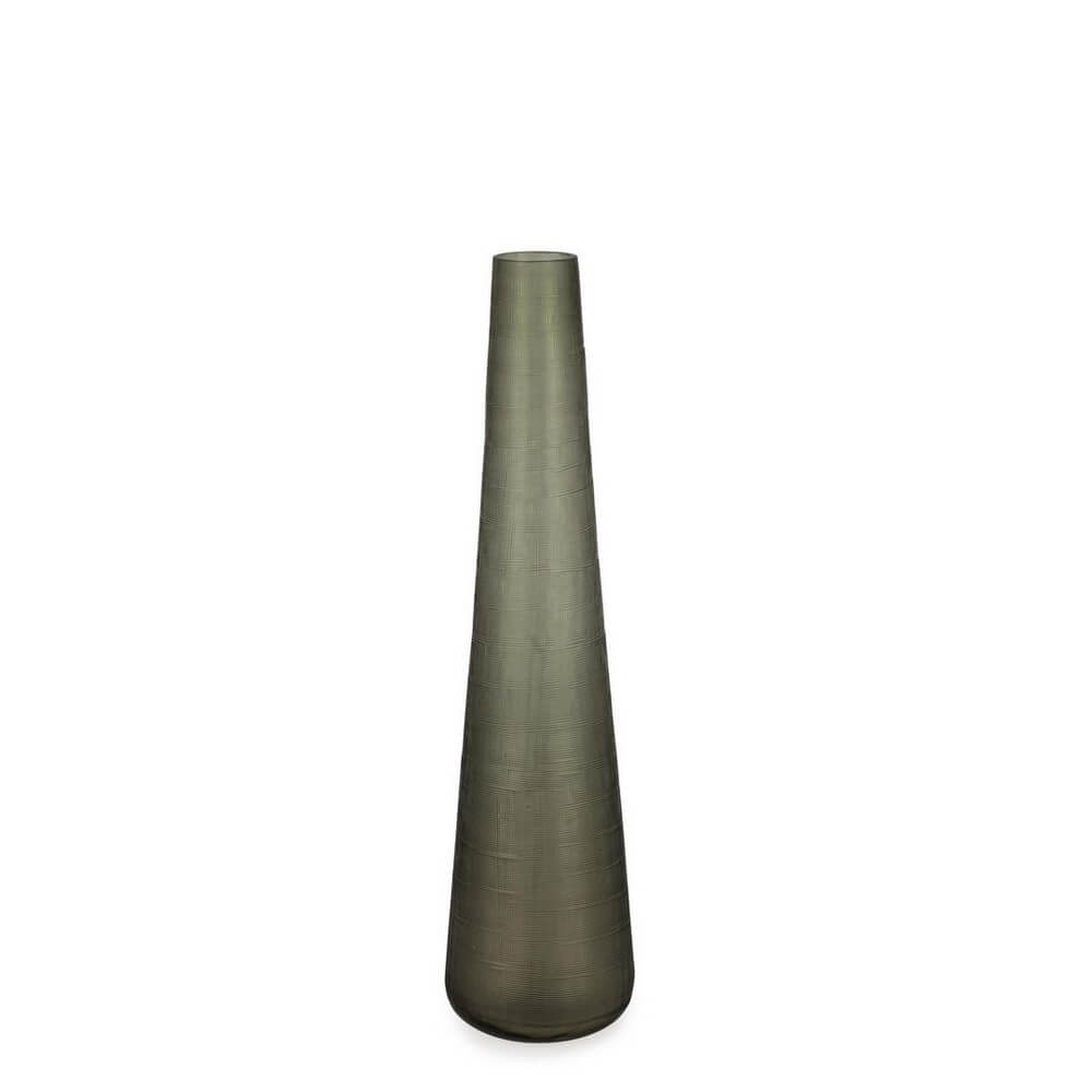 Vaso Alto in Vetro Satinato Verde Fatto a Mano H65 cm - YAMINI