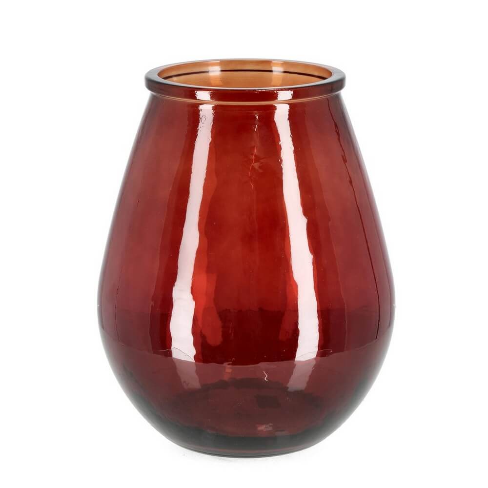 Vaso in Vetro Riciclato Soffiato Forma Ovale Rosso - ABBY