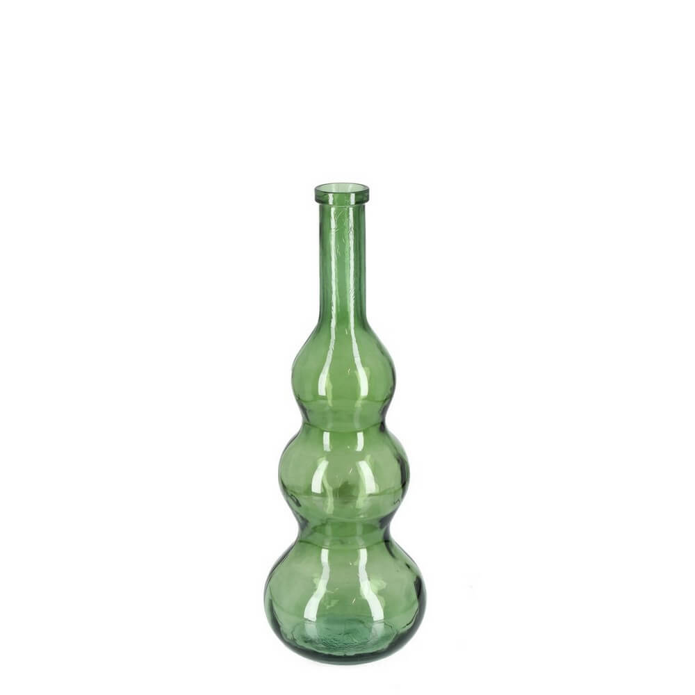 Vaso Bottiglia Decorativa in Vetro Riciclato Forma Bombata Verde - ABBY