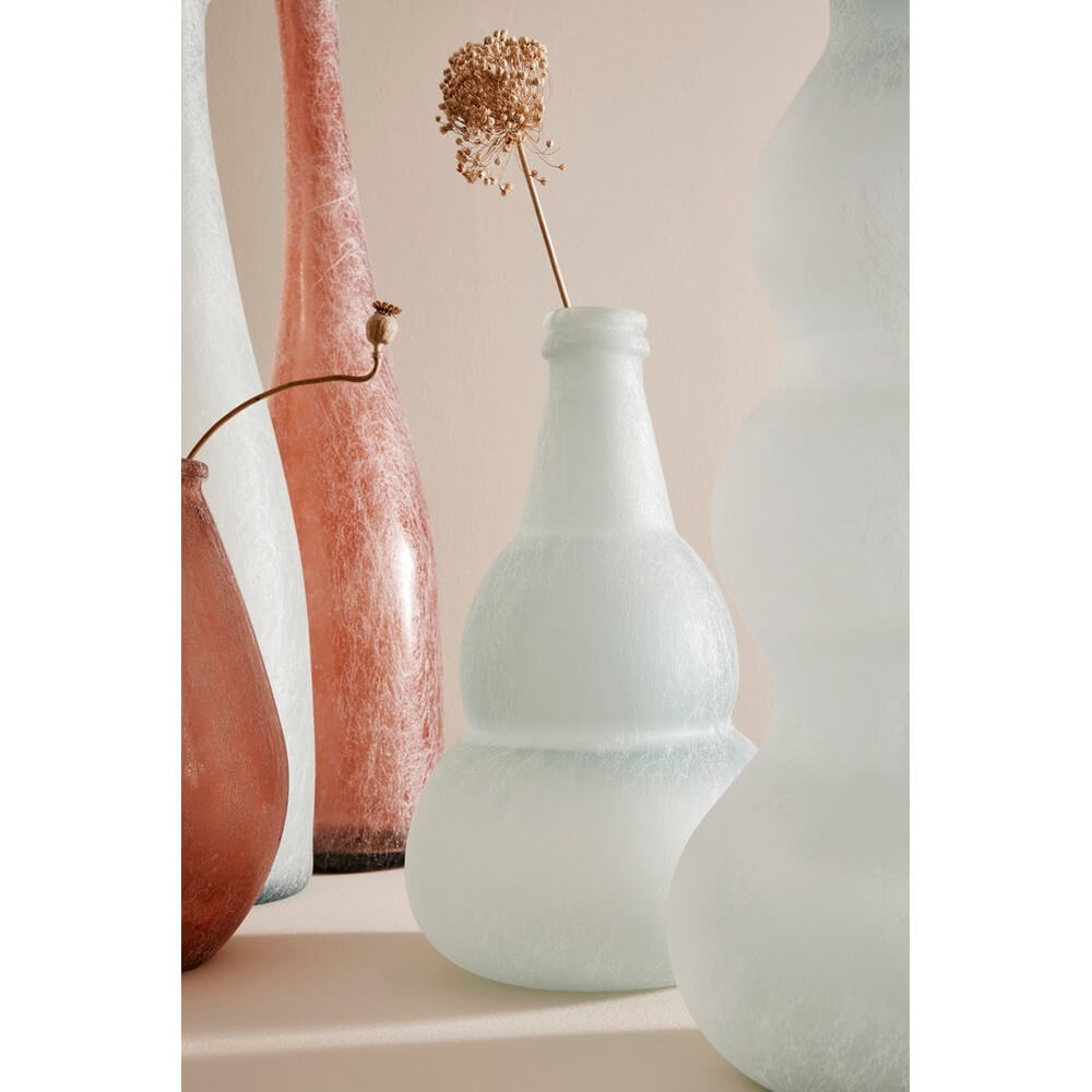 Bottiglia Decorativa in Vetro Riciclato Satinato Azzurro H45 - ABBY
