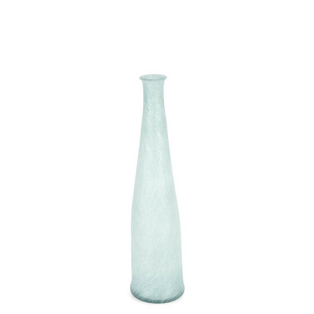 Vaso bottiglia decorativo in vetro riciclato satinato azzurro H80 - ABBY