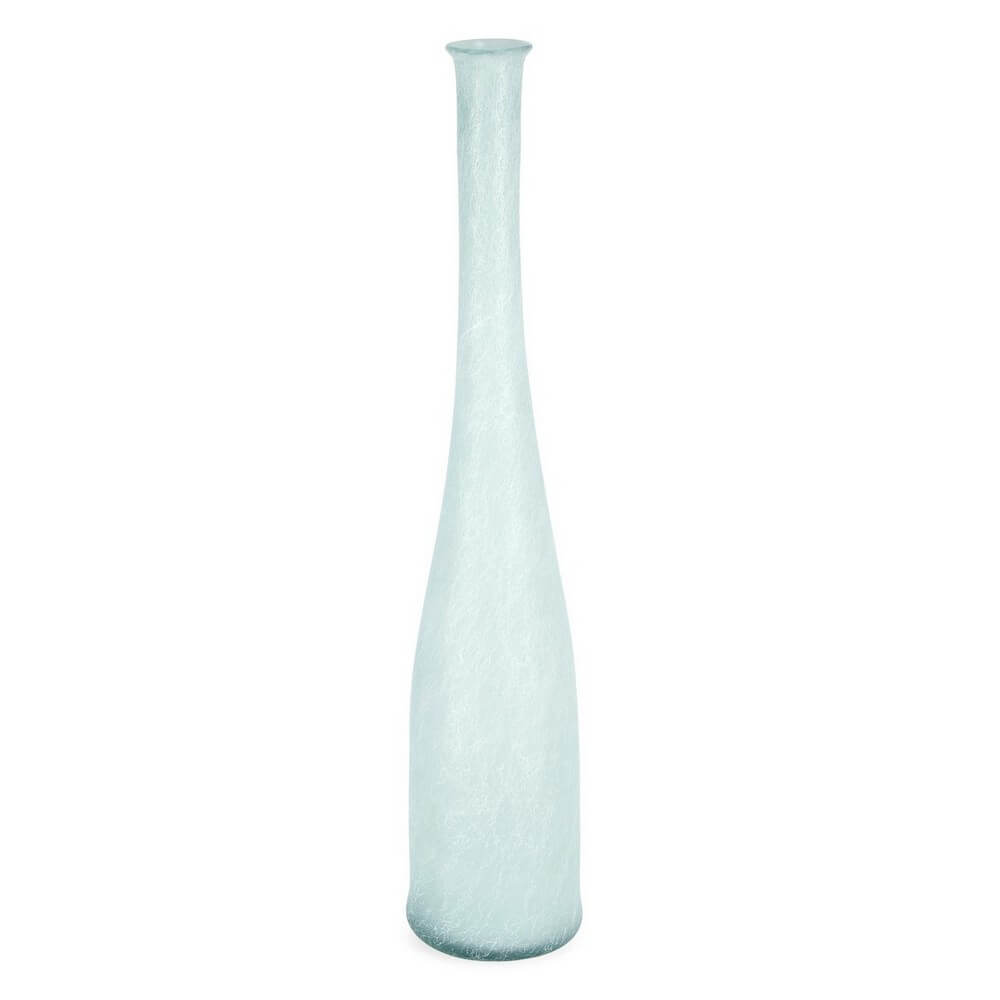 Vaso bottiglia decorativo in vetro riciclato azzurro satinato H100 - ABBY