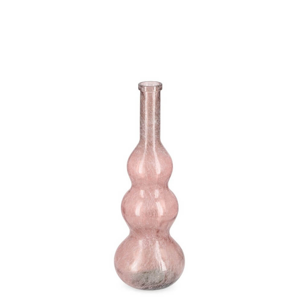 Vaso bottiglia decorativo in vetro riciclato forma bombata rosa - ABBY