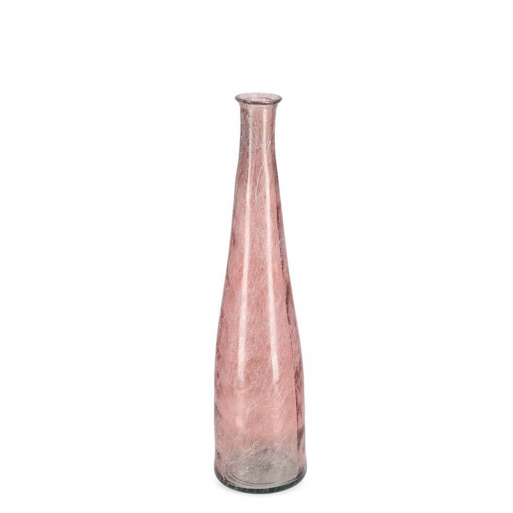 Vaso bottiglia decorativo in vetro riciclato rosa seta alto 80 cm - ABBY