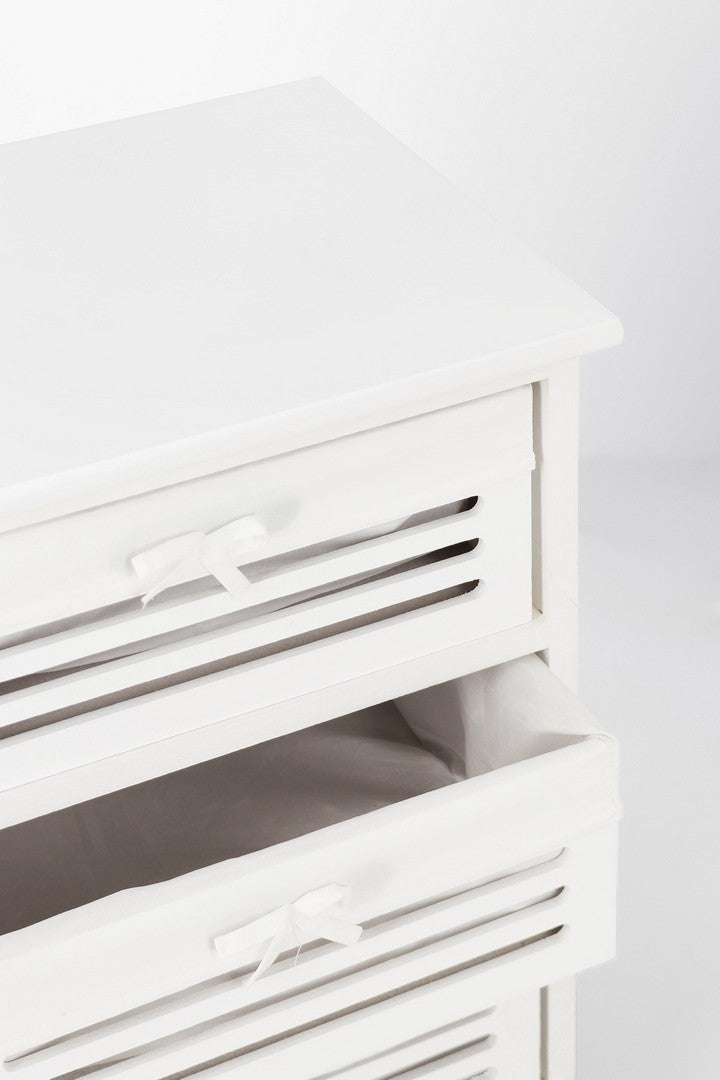 Cassettiera in Legno Bianca 4 Cassetti Stile Shabby Chic - LENY
