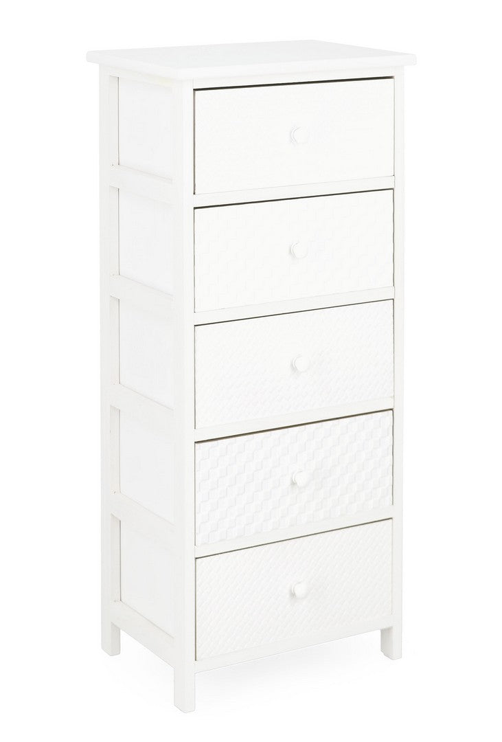 Cassettiera Alta 5 Cassetti in Legno Bianco 40x29 cm - NADYA