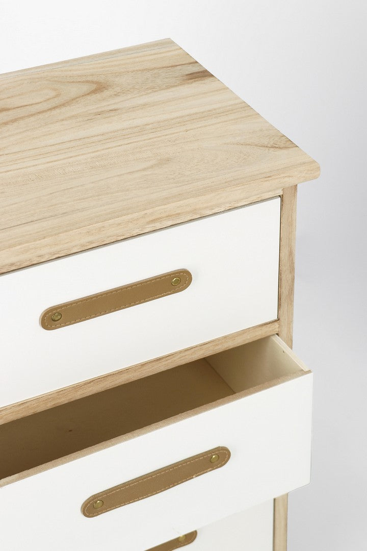 Cassettiera 4 Cassetti in Legno di Paulonia e MDF Bianco - REKA