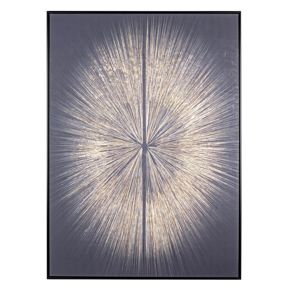 Quadro su Tela con Cornice Motivo Stellare e Foglie Dorate - IGOR