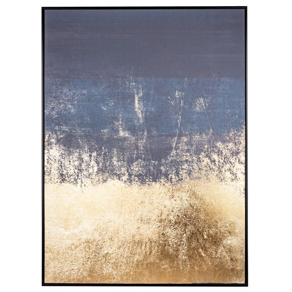 Quadro Astratto con Cornice e Foglie Dorate su Tela 102x142 cm - IGOR