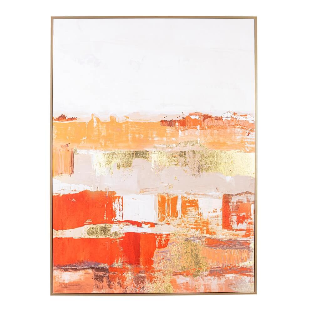 Quadro Astratto su Tela con Cornice Dorata 90x120 cm - SANA