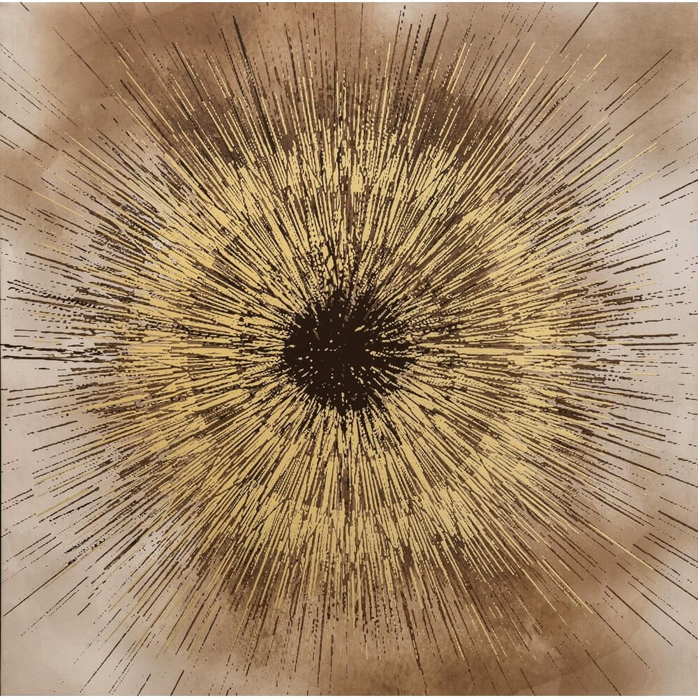 Quadro Astratto su Tela con Foglie Dorate 100x100 cm - BOLD