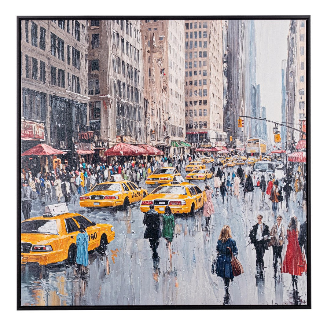 Quadro con Cornice Stampa su Tela Città con Dettagli Dipinti a Mano - MIDTOWN