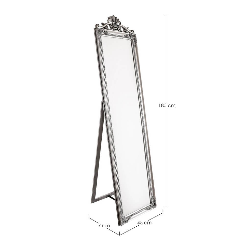Specchio da Terra Stile Barocco con Cornice Argento 45x180 - HALL